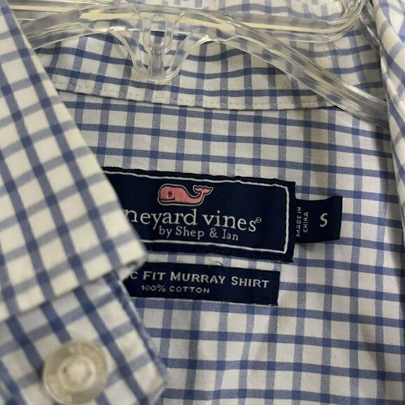 Vineyard Vines classic fit murray cotton button down shirt blue square SMALL - Picture 4 of 6